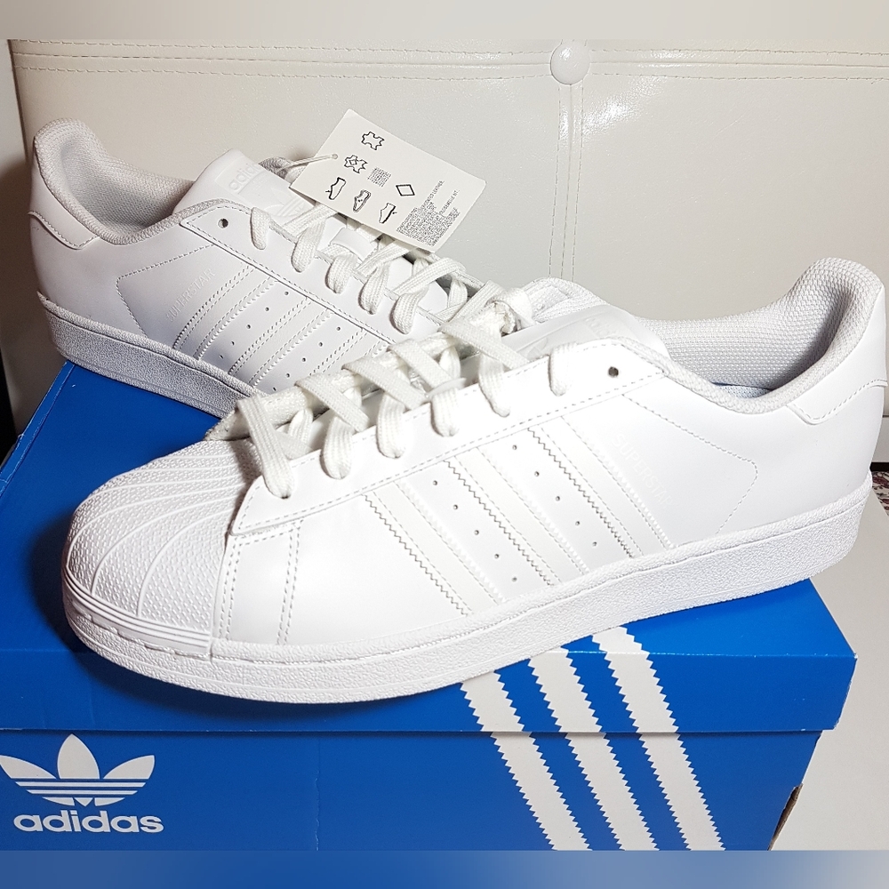 ADIDAS SUPERSTAR TRIPLE WHITE MEN'S US SIZE 12.5 BRAND NEW IN BOX